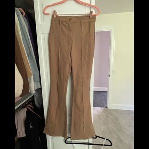 Beige Flared Work Pants